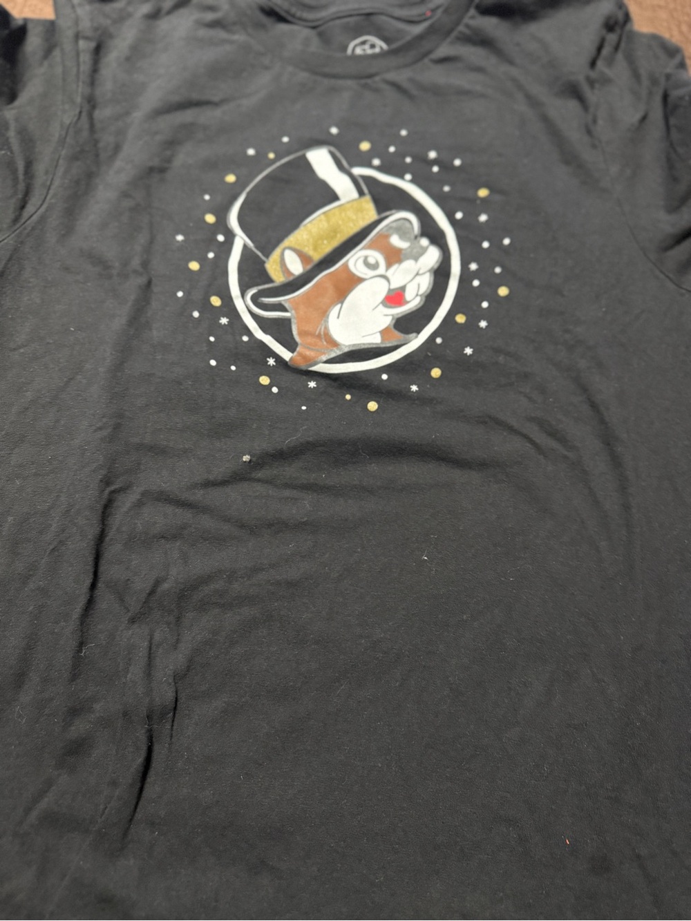 Black Short Sleeve Tee with Top Hat Chipmunk Graphic